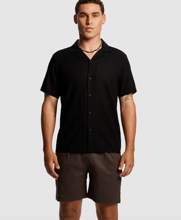 Black Mclean Viscose Linen Shirt