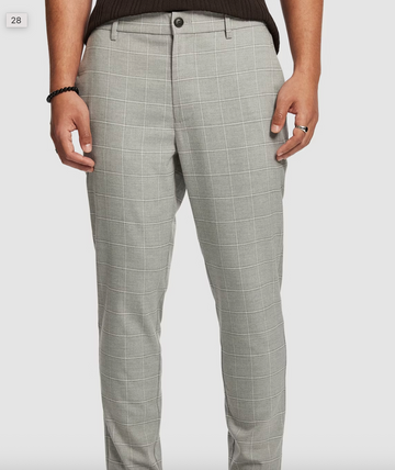 Grey Kane Check Slim Cropped Chino