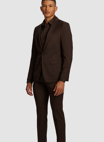 Chocolate Walster Skinny Stretch Textured Suit Jacket