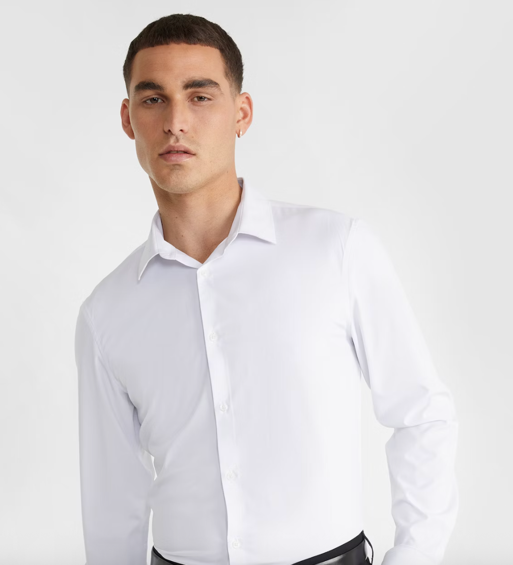White Tech Movement Slim Dress Shirt
