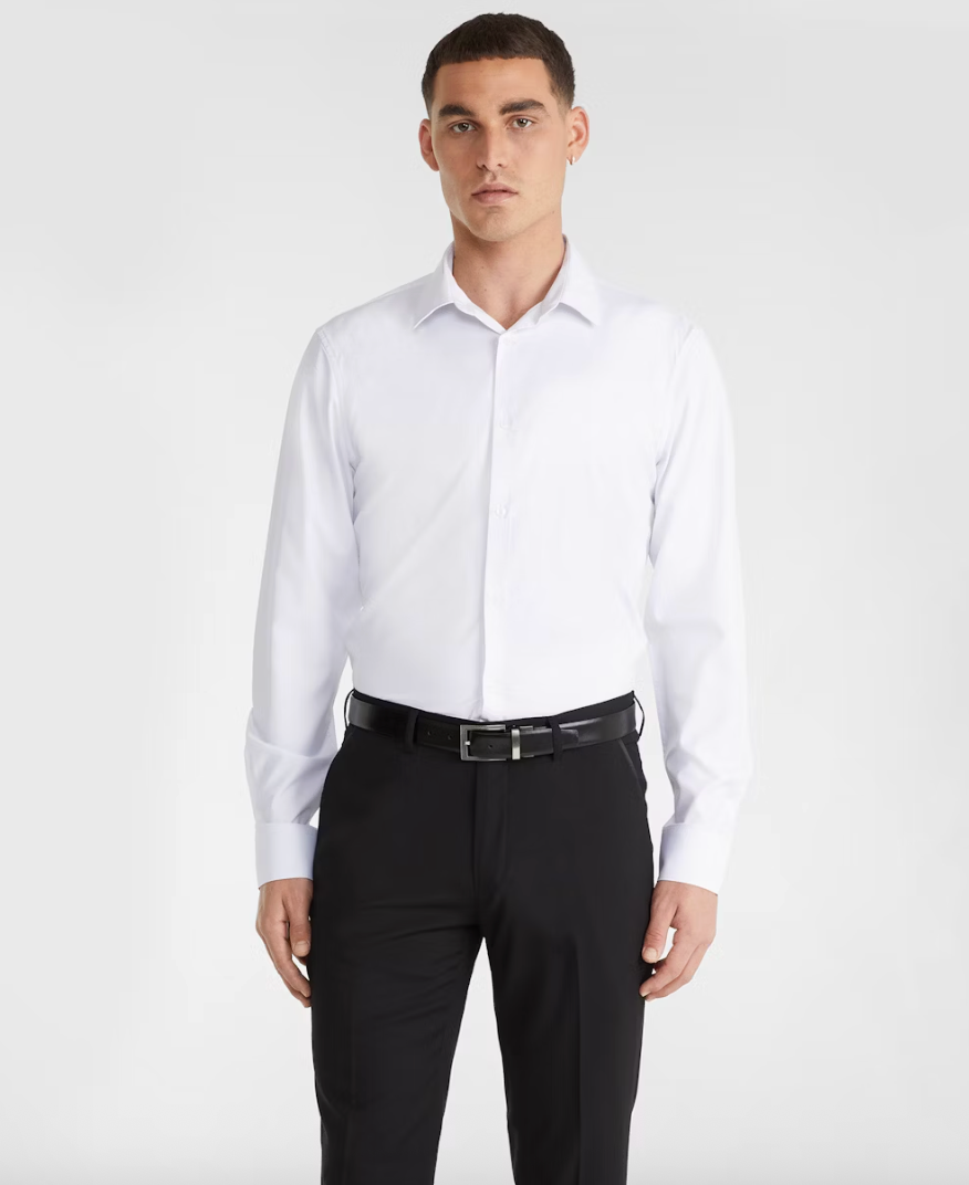 White Tech Movement Slim Dress Shirt