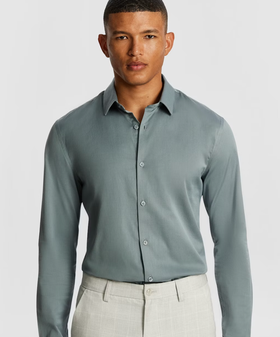 Eucalyptus Snapper Stretch Slim Fit Dress Shirt