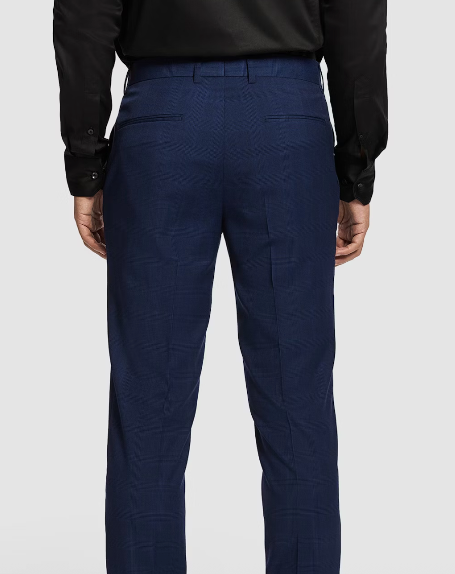 Blue Terence Check Slim Stretch Dress Pant