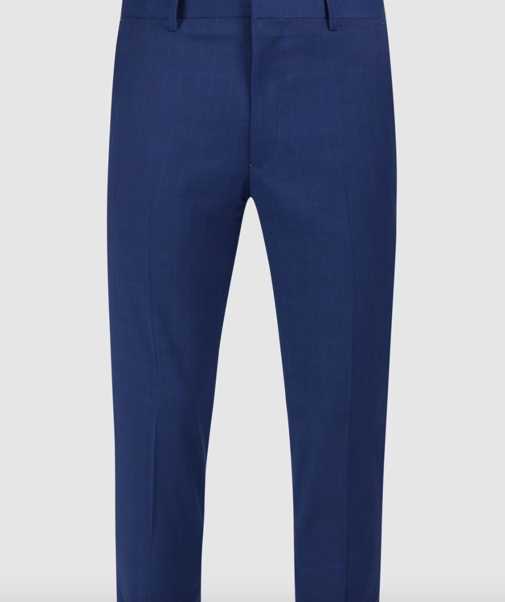 Blue Terence Check Slim Stretch Dress Pant