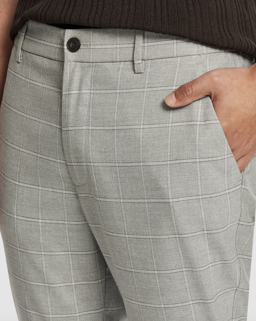 Grey Kane Check Slim Cropped Chino