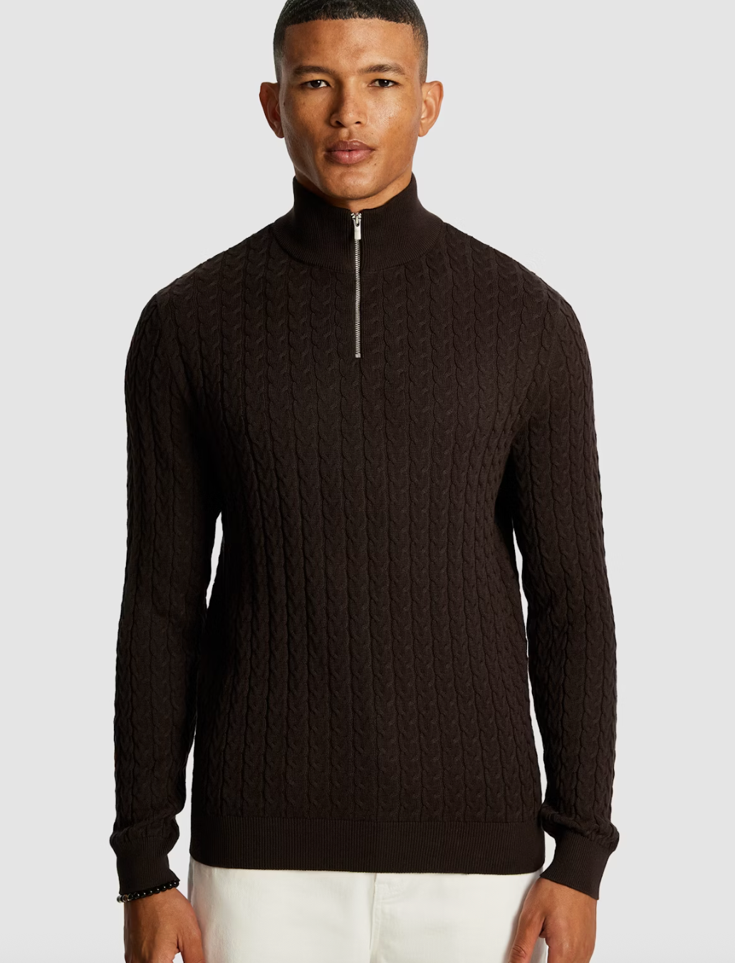 Chocolate Eddie 1/4 Zip Cable Knit