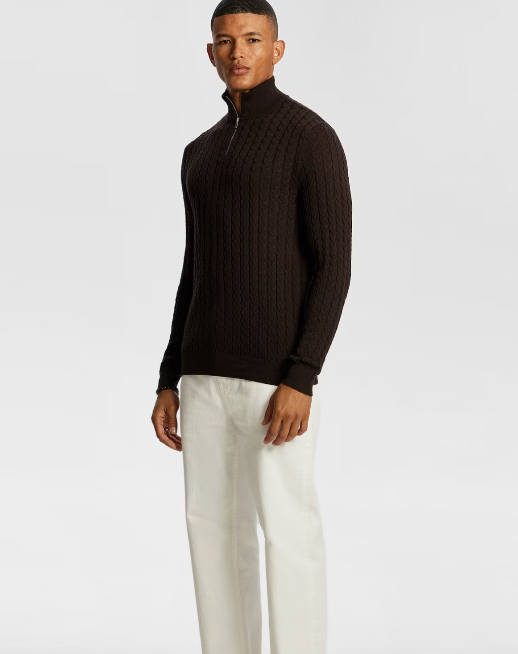 Chocolate Eddie 1/4 Zip Cable Knit