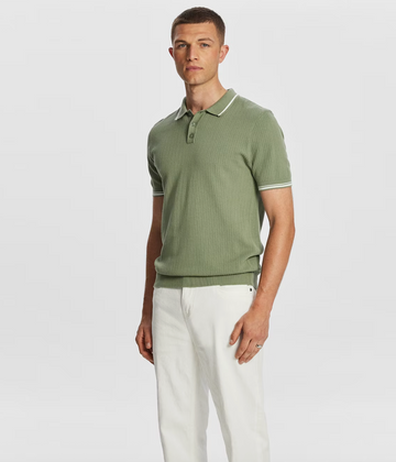 Sage Fortune Knitted Polo Shirt