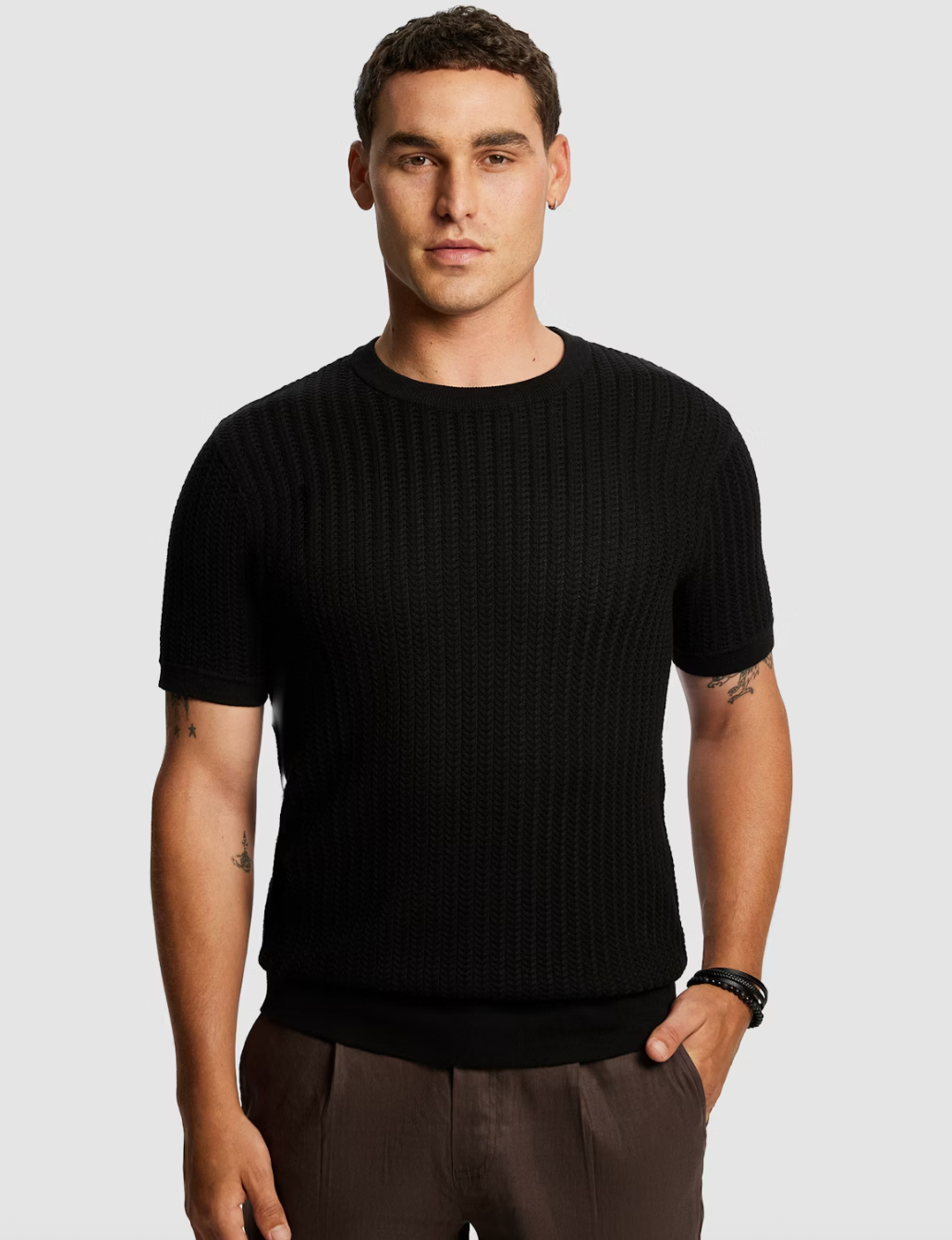 Black Theodore Knitted Tee