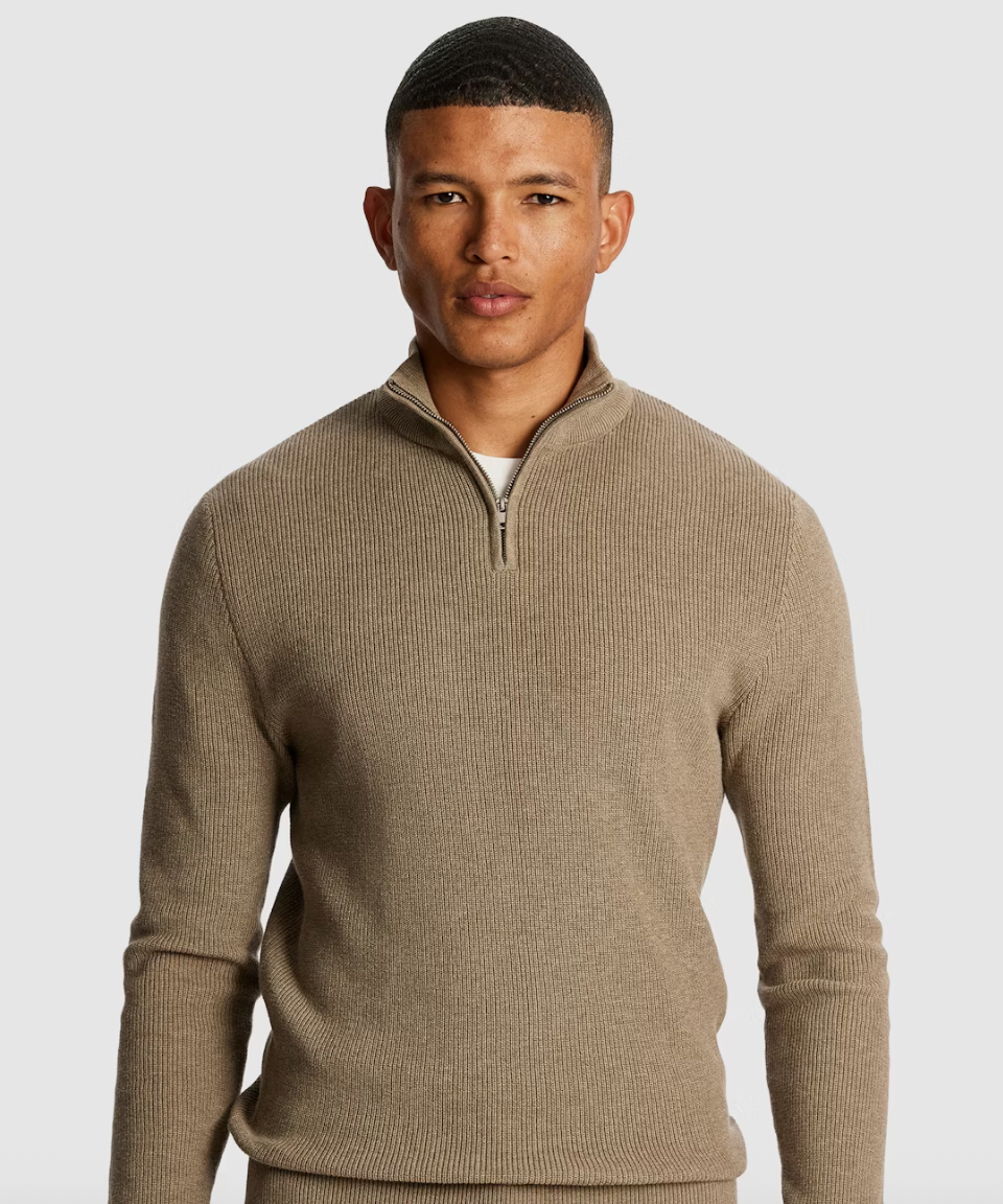Chocolate Washington Zip Cotton Knit Jumper