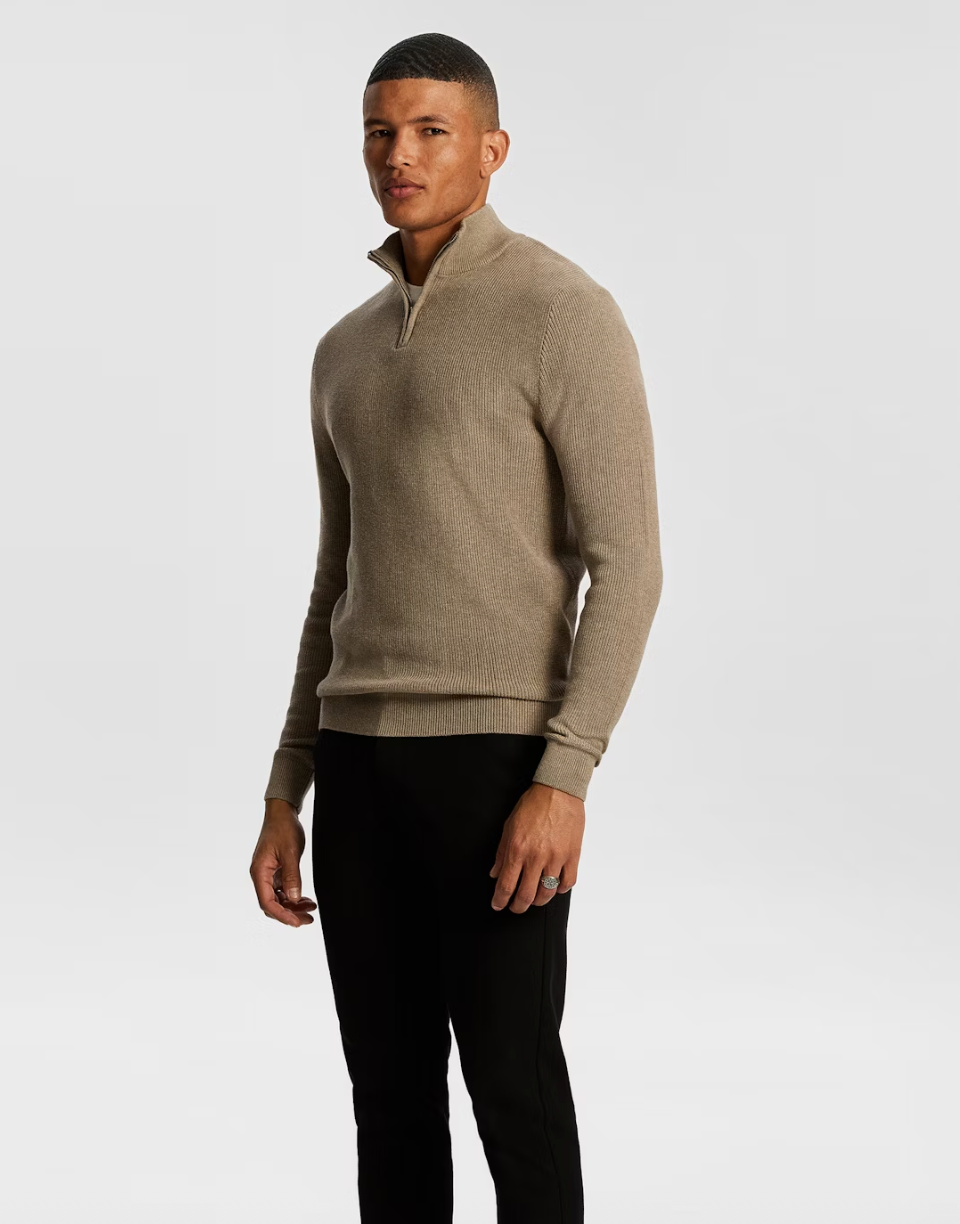 Chocolate Washington Zip Cotton Knit Jumper