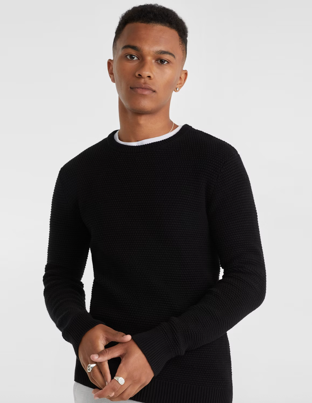 Black Jayce Crew Neck Knit Jumper
