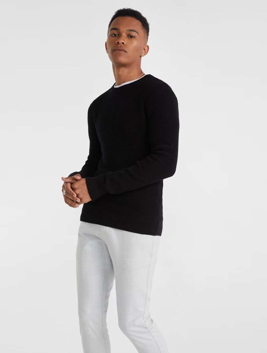 Black Jayce Crew Neck Knit Jumper