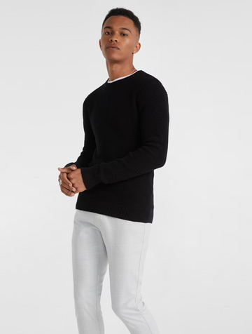 Black Jayce Crew Neck Knit Jumper