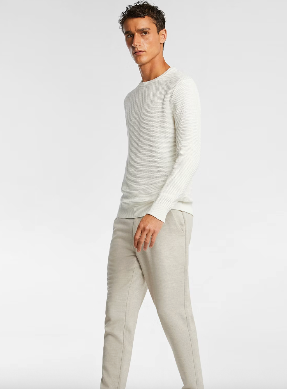 White Jayce Crew Neck Knit Jumper