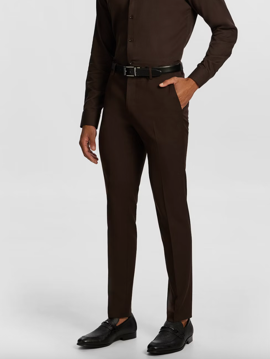 Chocolate Walster Skinny Stretch Textured Dress Pant